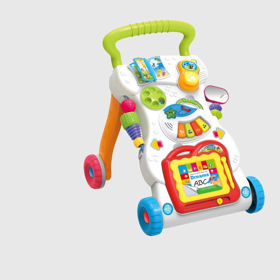 Caminadora Corre Pasillo fomenta los primeros pasos de tu bebé, con las ruedas de control de velocidad y su manilla de fácil agarre tu peque se divertirá con las diferentes funcionalidades y actividades que posee este corre pasillos