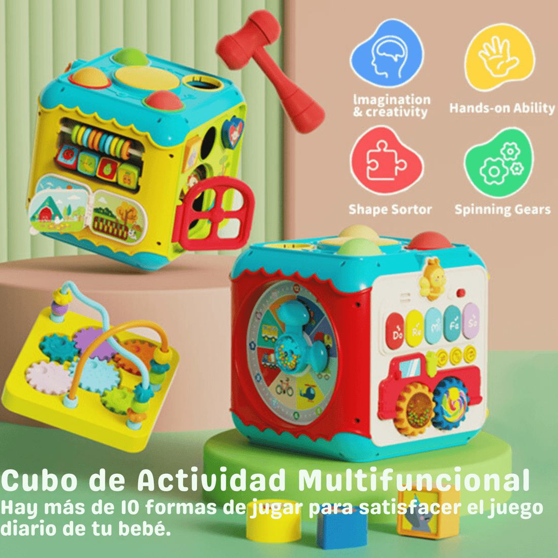 Cubo Didáctico Musical de Encaje Montessori 11 Actividades - Martina Baby & Kids