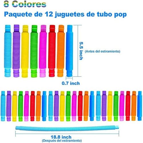 12 Pop Tubes Fidget Toys - Juguete Sensorial Para Niños - Martina Baby & Kids