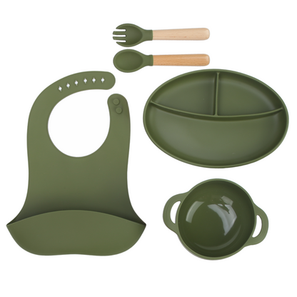 Set de Alimentación Silicona Libre Bpa 5 Piezas Antideslizante