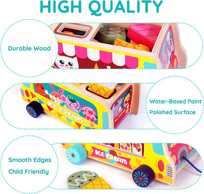 Juguete de Madera Camión de Helados Montessori 27 Piezas