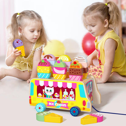 Juguete de Madera Camión de Helados Montessori 27 Piezas