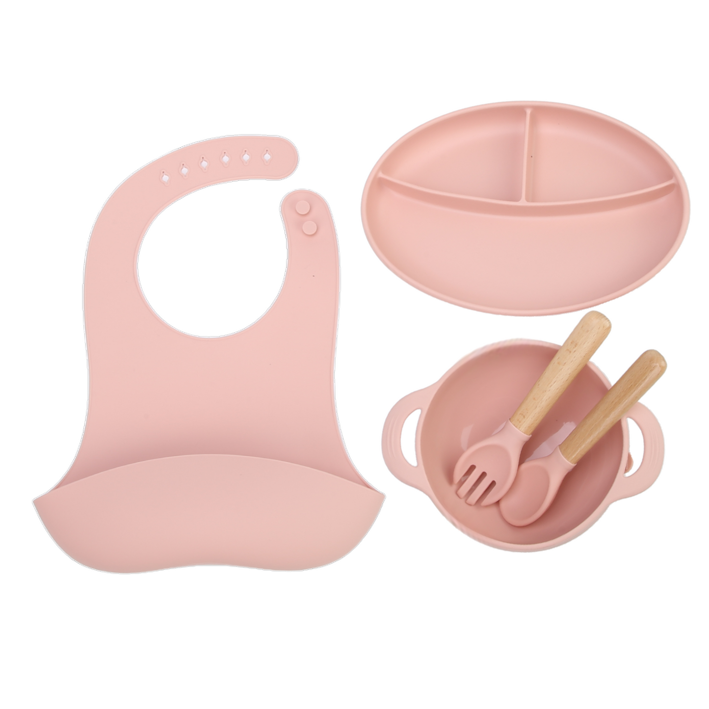 Set de Alimentación Silicona Libre Bpa 5 Piezas Antideslizante