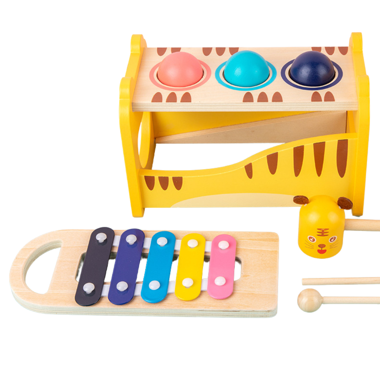 Xilófono de Madera Montessori Bolas y Martillo