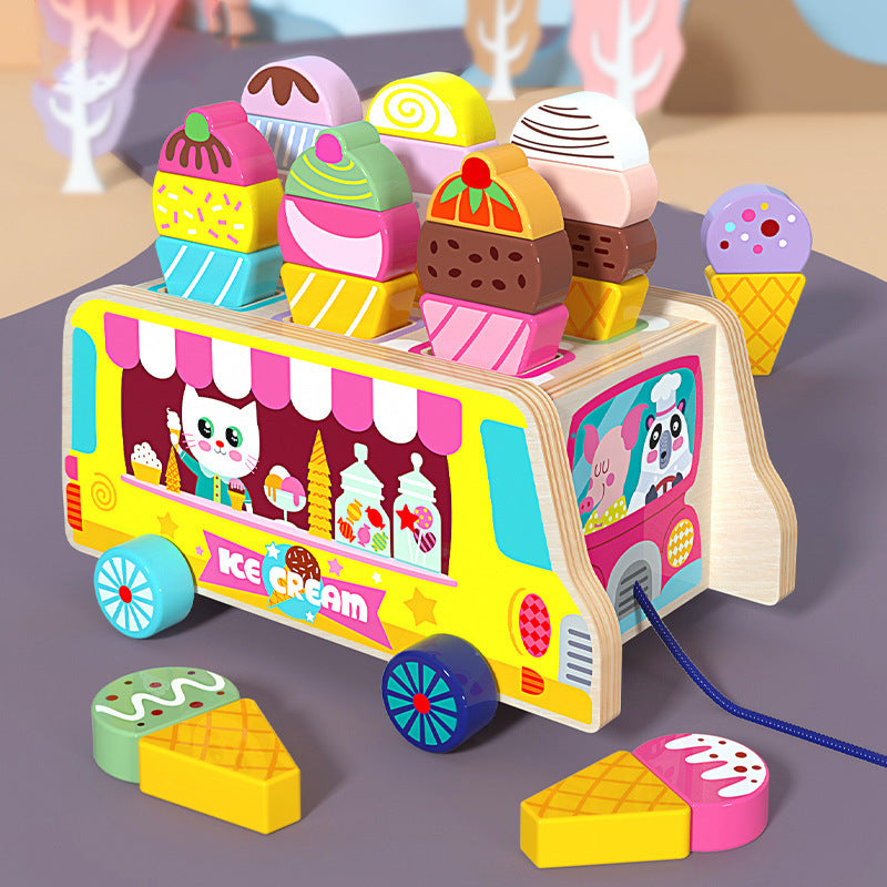 Juguete de Madera Camión de Helados Montessori 27 Piezas