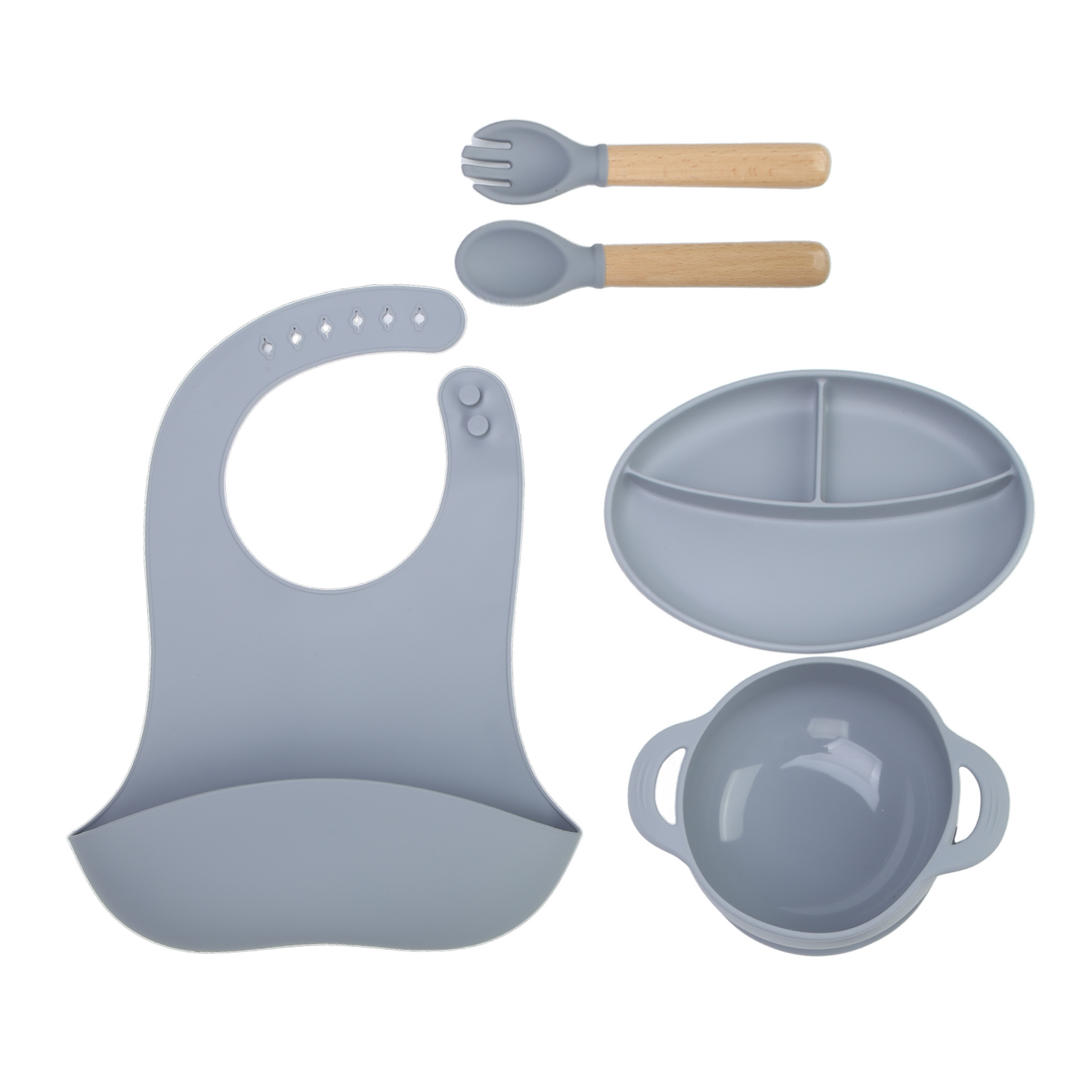 Set de Alimentación Silicona Libre Bpa 5 Piezas Antideslizante