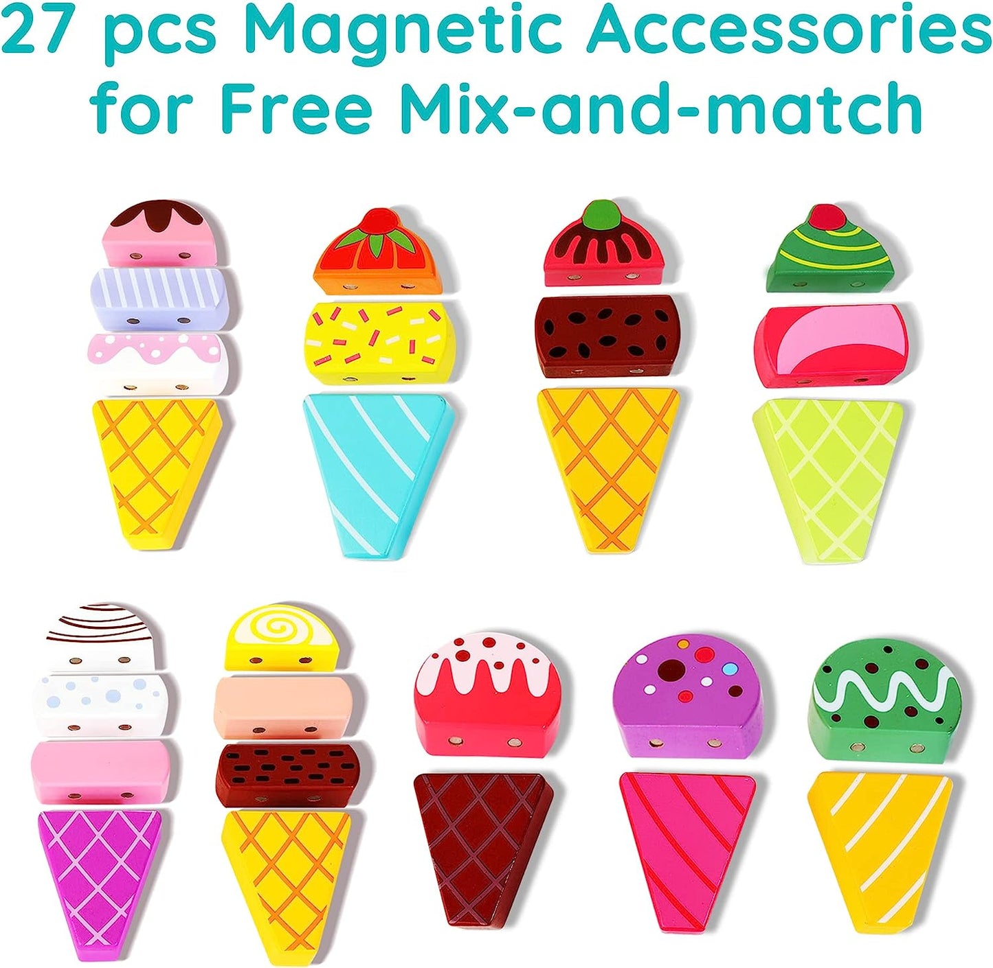 Juguete de Madera Camión de Helados Montessori 27 Piezas