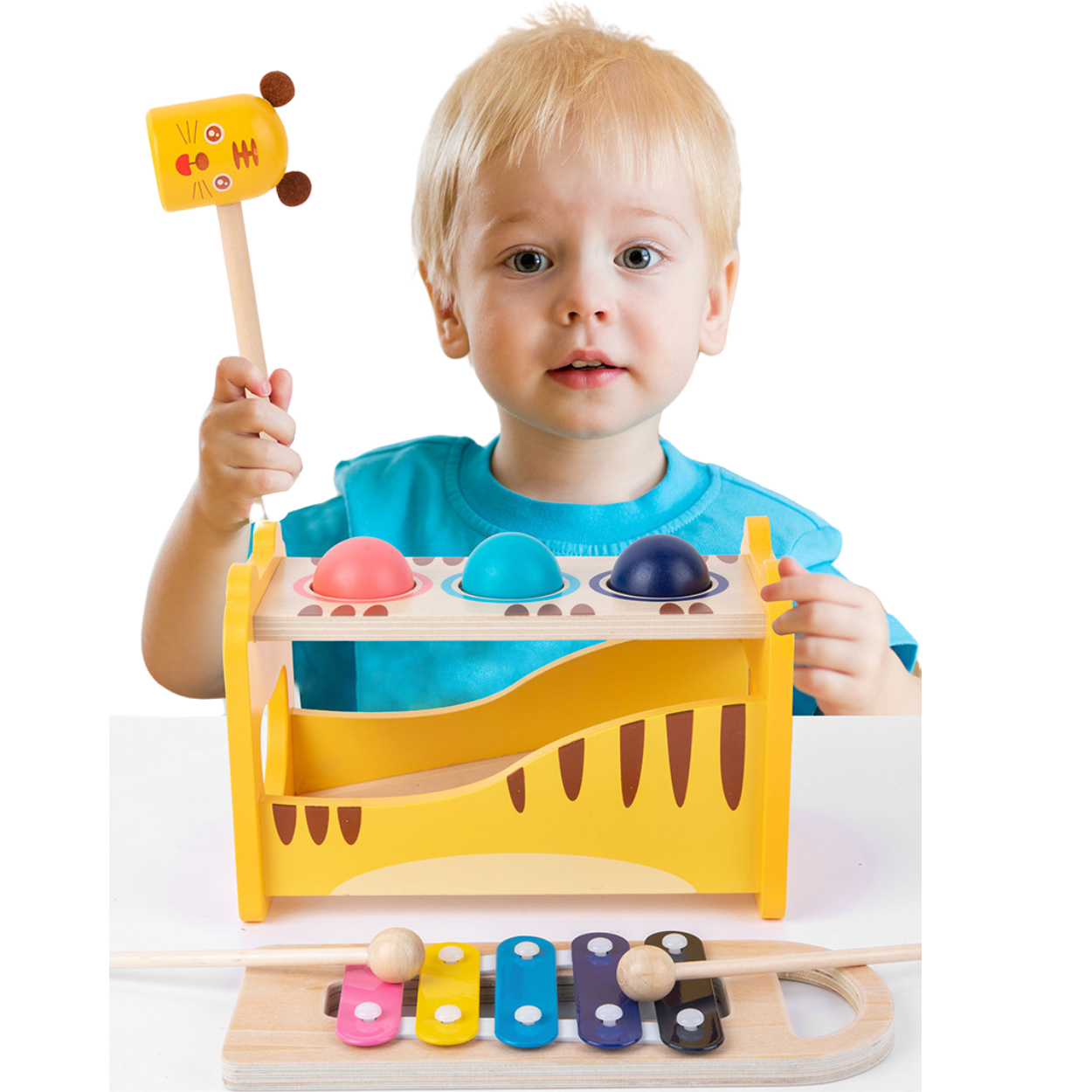 Xilófono de Madera Montessori Bolas y Martillo