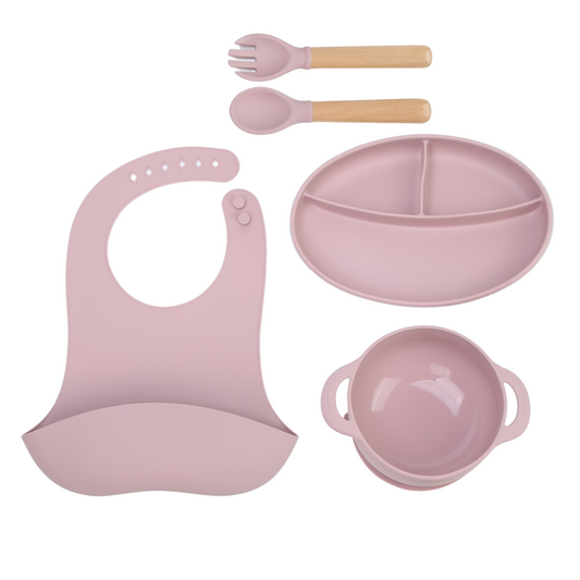Set de Alimentación Silicona Libre Bpa 5 Piezas Antideslizante