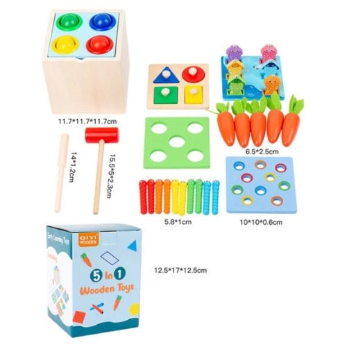 Cubo De Actividades Montessori De Madera 5 En 1 - Martina Baby & Kids