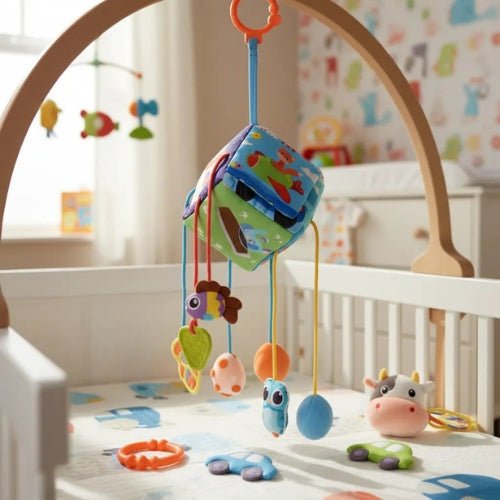 Cubo Sensorial Para Bebes Con Mordedor Sonajero Didáctico - Martina Baby & Kids