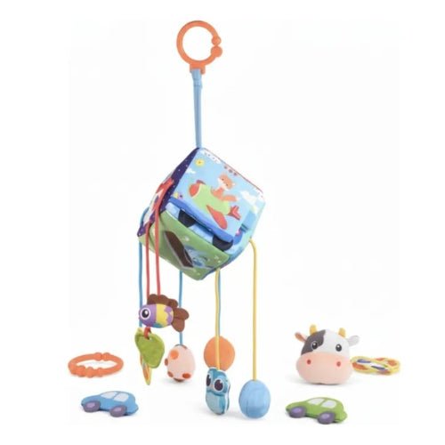 Cubo Sensorial Para Bebes Con Mordedor Sonajero Didáctico - Martina Baby & Kids