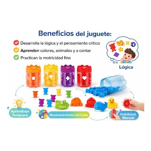 Juego Clasificación Colores Conteo Y Animales Montessori - Martina Baby & Kids