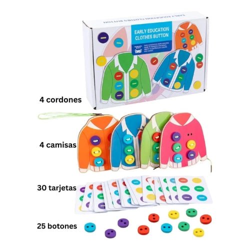 Juego De Motricidad Enhebrar Botones Montessori - Martina Baby & Kids