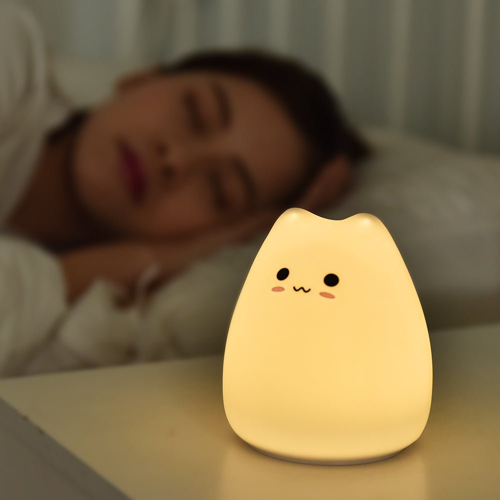Lámpara Led Silicona Espanta Cuco Suave Gato Portátil Blanco - Martina Baby & Kids