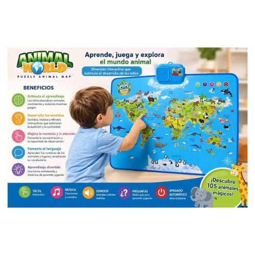 Mapa Animales Del Mundo Táctil Con Sonidos De Animales - Martina Baby & Kids