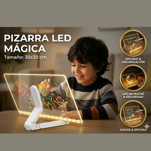 Pizarra Led Acrílica Transparente Con Luz Y Plumones 20x30cm - Martina Baby & Kids