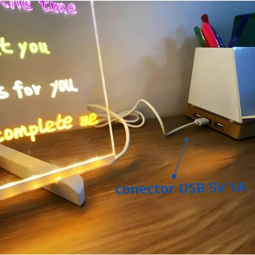 Pizarra Led Acrílica Transparente Con Luz Y Plumones 20x30cm - Martina Baby & Kids