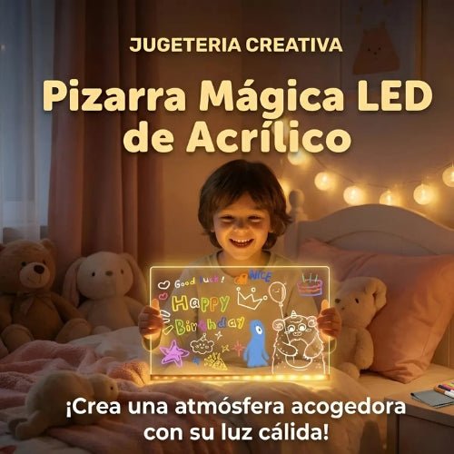 Pizarra Led Acrílica Transparente Con Luz Y Plumones 20x30cm - Martina Baby & Kids
