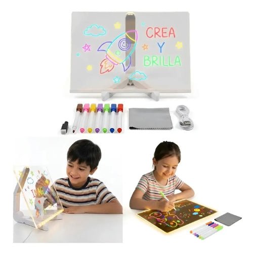 Pizarra Led Acrílica Transparente Con Luz Y Plumones 20x30cm - Martina Baby & Kids