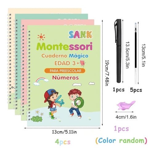 Set de 4 Cuadernos Educativos Mágicos Montessori Reutilizables - Martina Baby & Kids