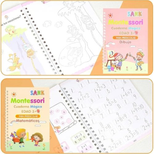 Set de 4 Cuadernos Educativos Mágicos Montessori Reutilizables - Martina Baby & Kids