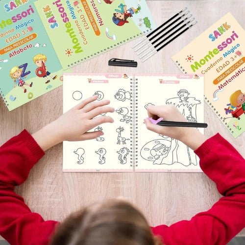 Set de 4 Cuadernos Educativos Mágicos Montessori Reutilizables - Martina Baby & Kids