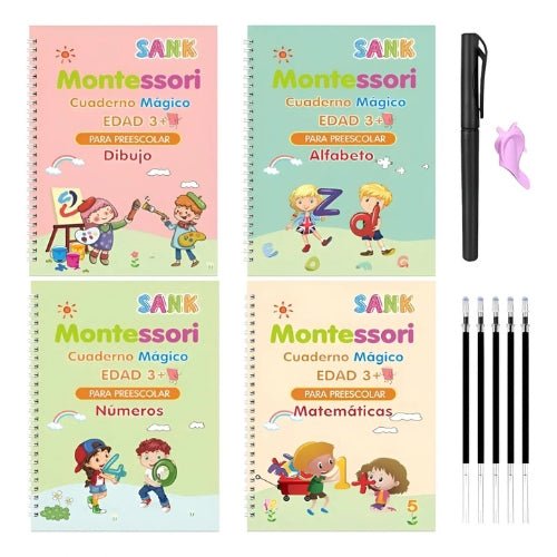 Set de 4 Cuadernos Educativos Mágicos Montessori Reutilizables - Martina Baby & Kids