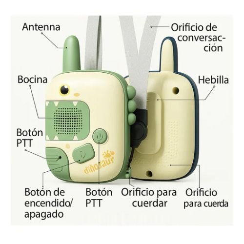 Walkie Talkie Dinosaurios Alcance 300mts Set 2 unidades - Martina Baby & Kids